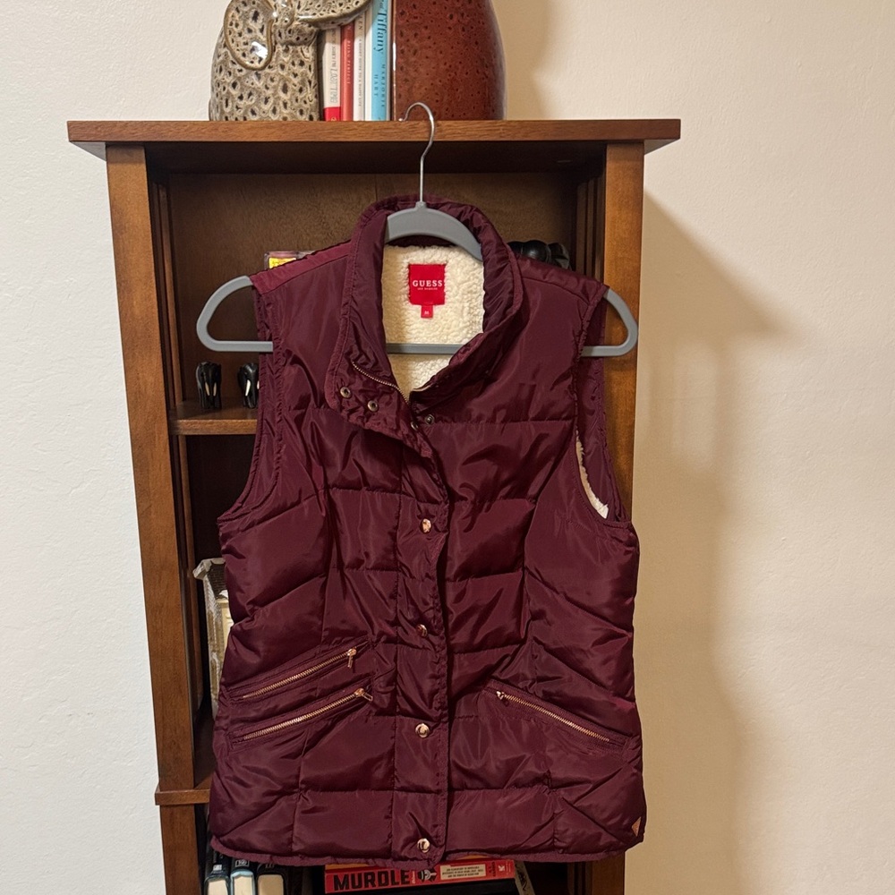 GUESS Women's Deep Burgundy Quilted Vest